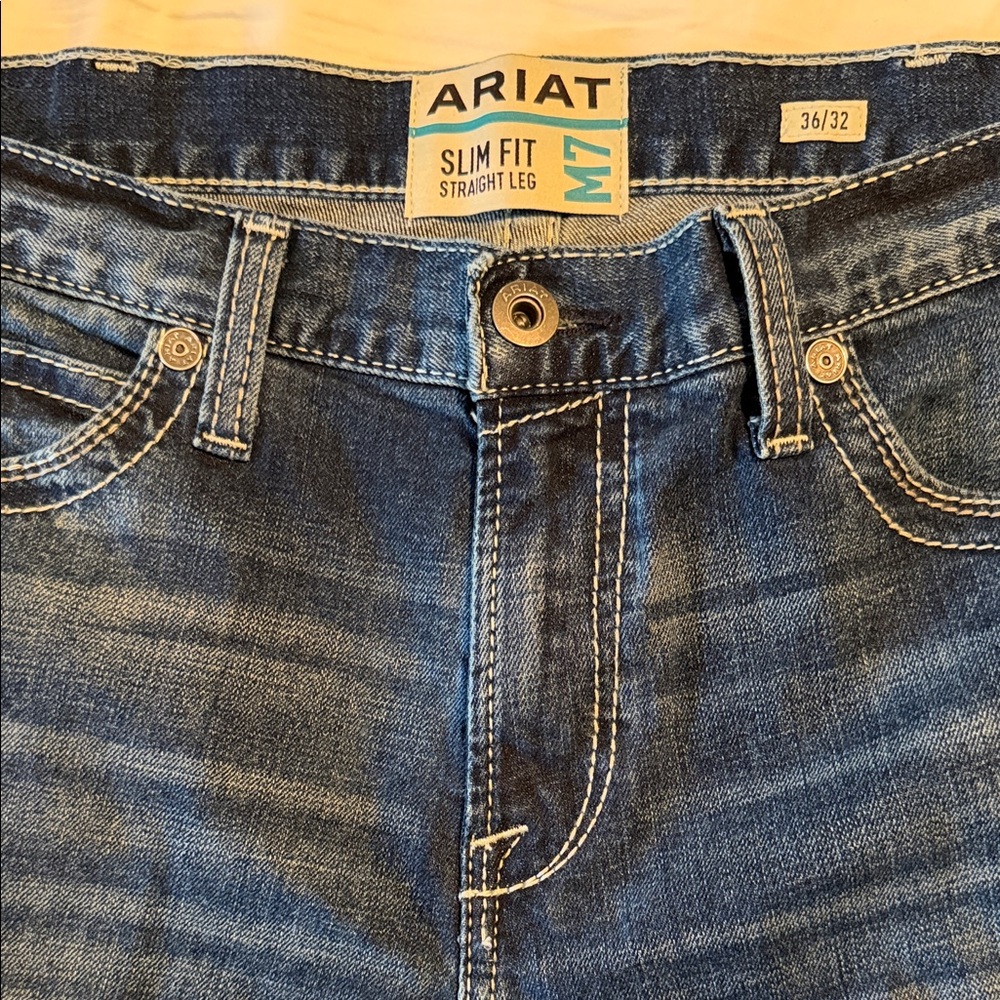 Mens Ariat M7 Slim Straight Jeans - Dark Blue